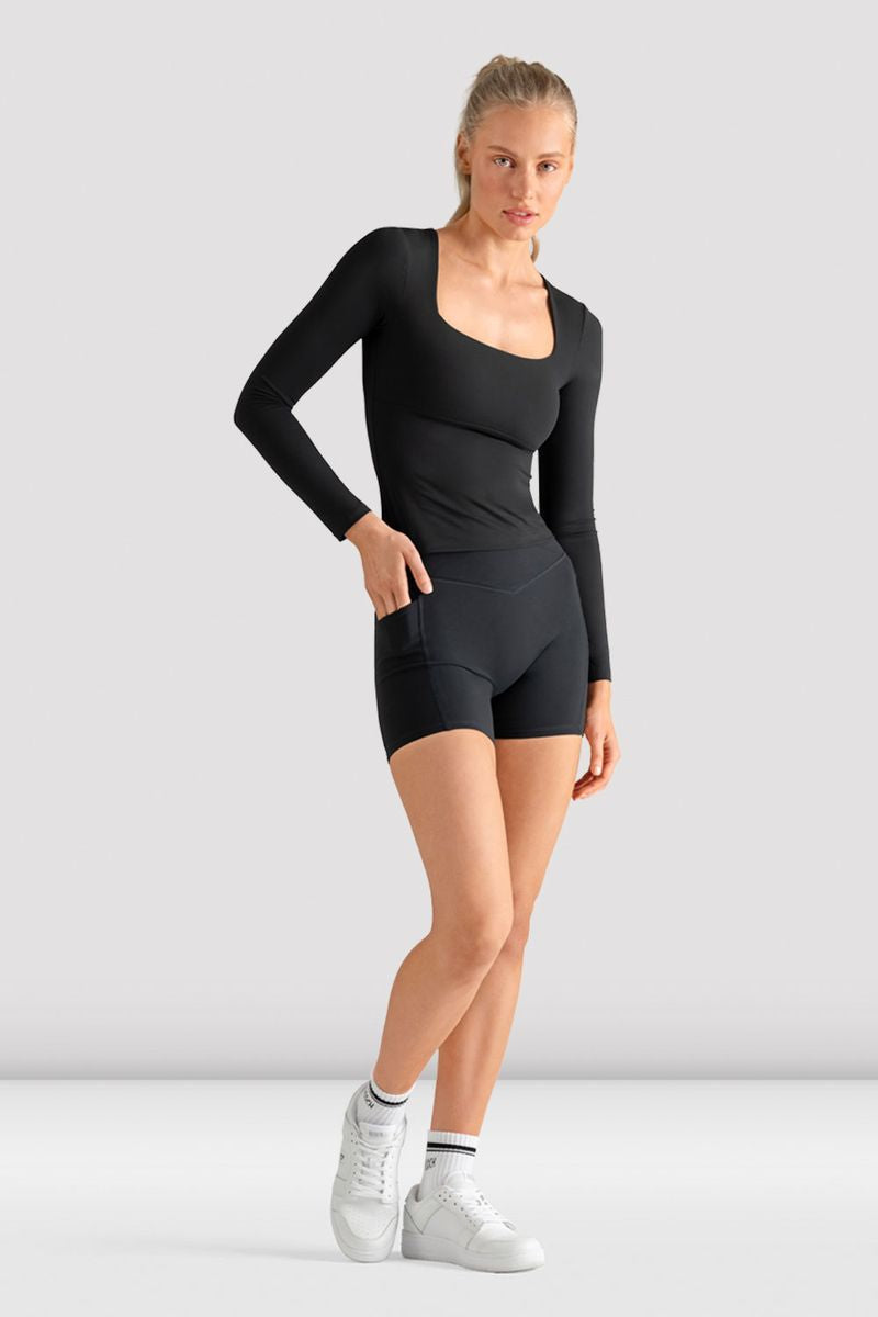 Ladies Apex Essential Long Sleeve Top Grey Bloch Dance Eu 