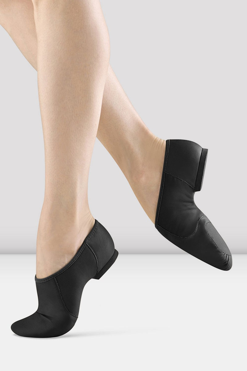 Ladies Neo-Flex Slip On Leather Jazz Shoes, Black - BLOCH Dance