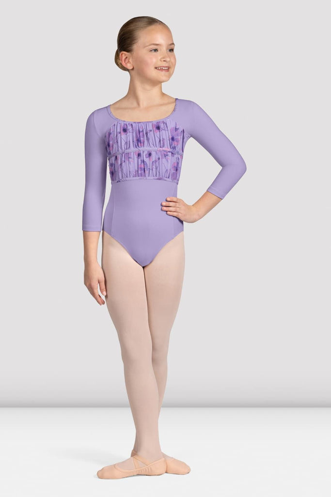 Girls Sophie Floral 3/4 Sleeve Leotard - BLOCH EU