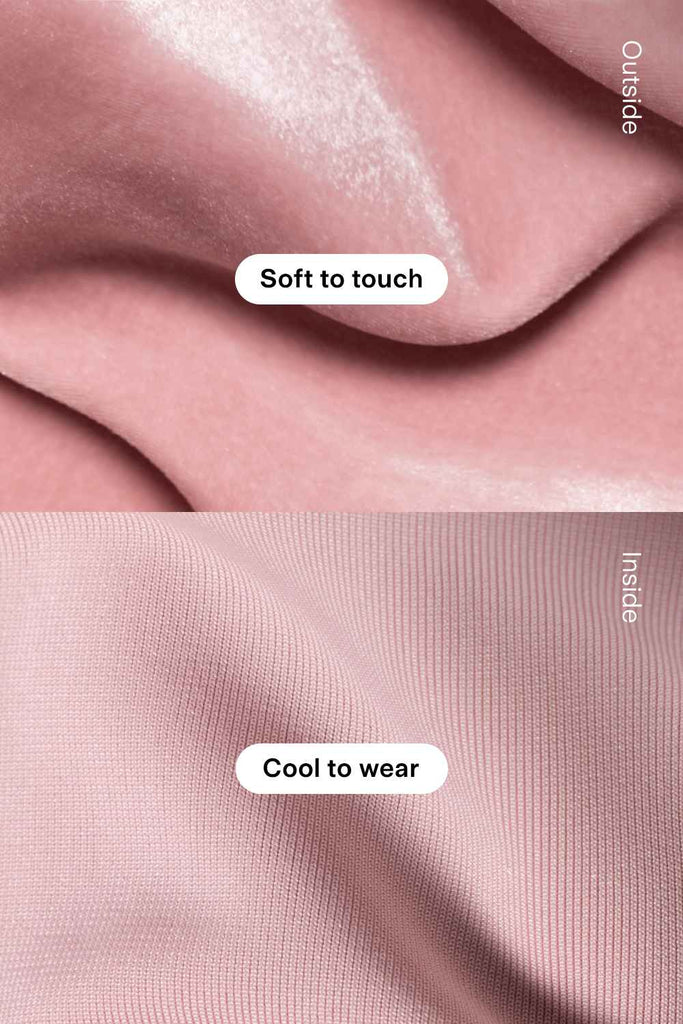 BLOCH Velour Touch Blush Fabric swatch outside and inside