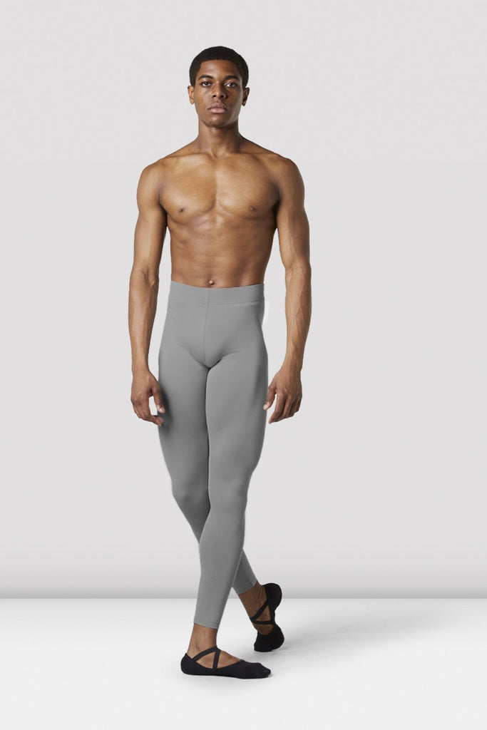 Gun metal Bloch Mens Full Length Dance Tight on male model in classical position with arms by side