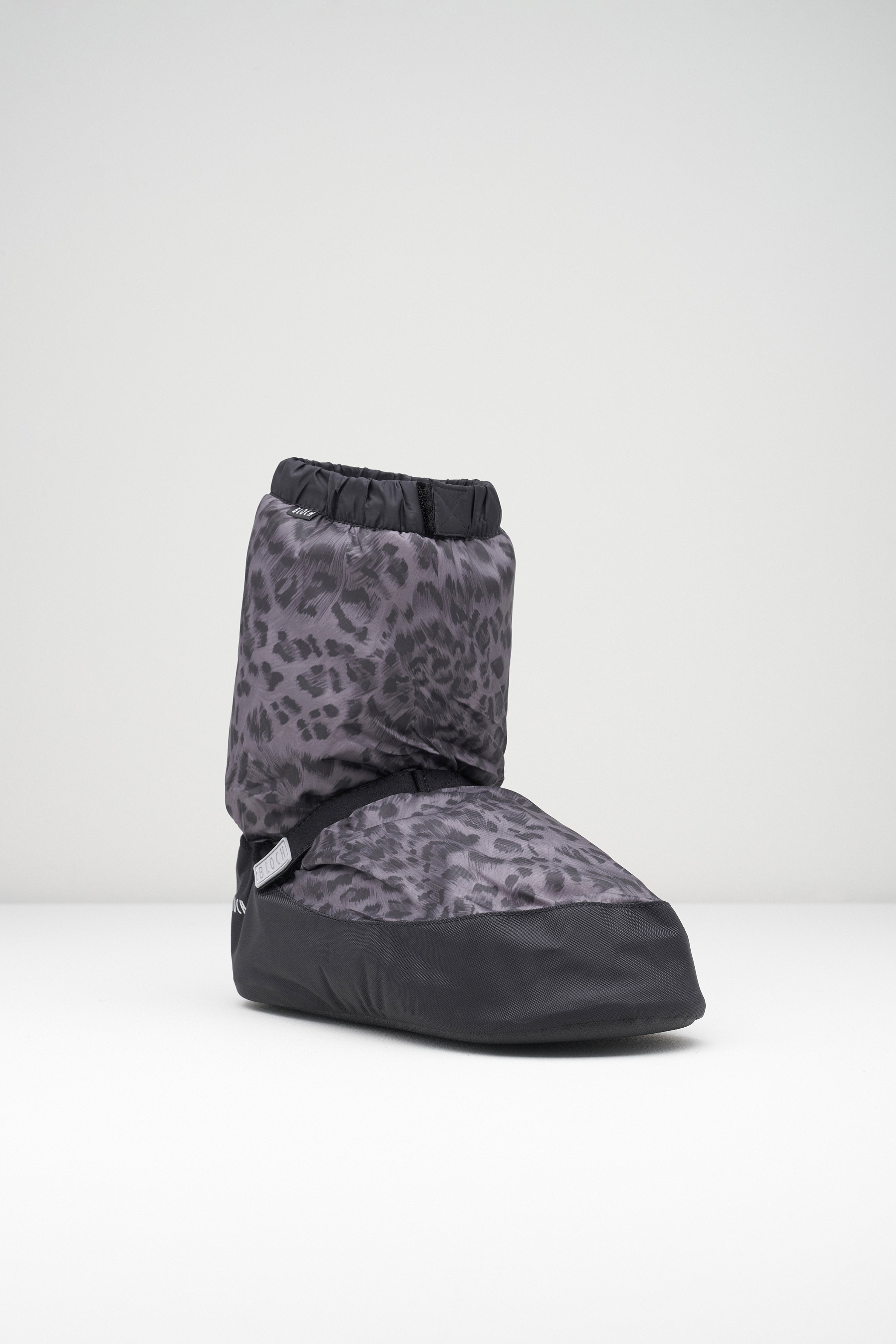 Adult Leopard Print Warm Up Booties, Black